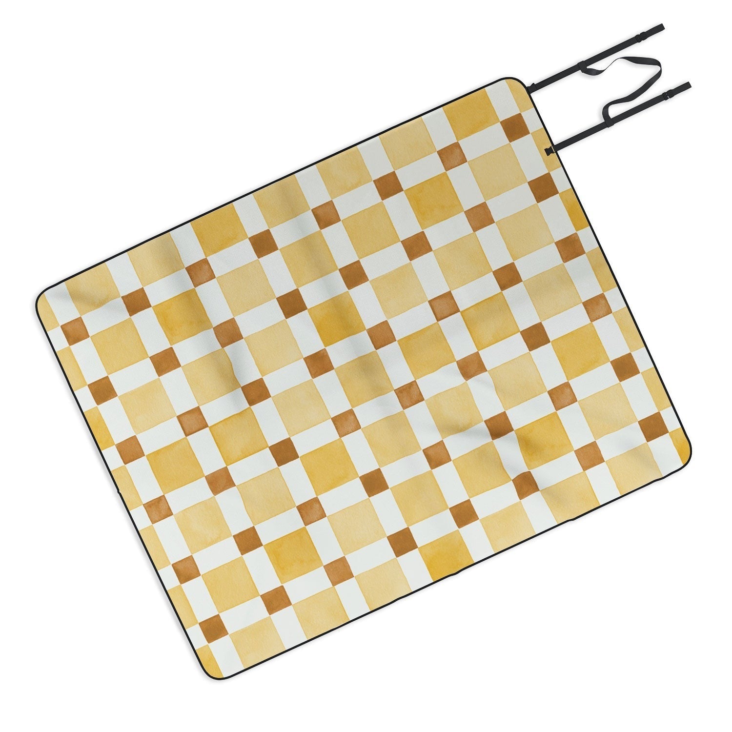 Ninola Design Everyday Artifact Checker Mosaic Tiles Geometry Yellow Picnic Blanket