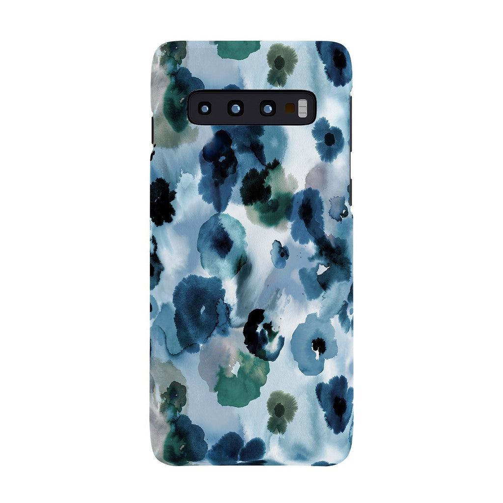 Ninola Design Botanic Retreat Ombre Abstract Watercolor Flowers Blue Navy Phone Case