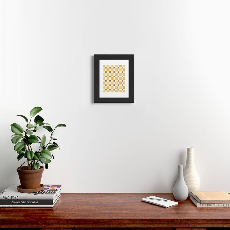Ninola Design Everyday Artifact Checker Mosaic Tiles Geometry Yellow Framed Art Print