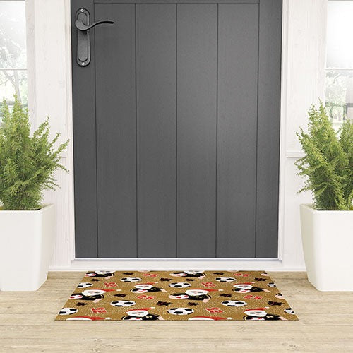 Design by Spark Sporty Soccer Santa Holiday Welcome Mat
