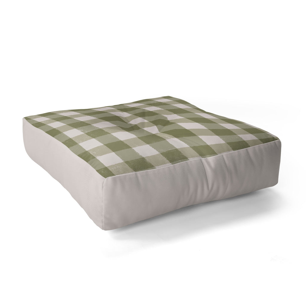 Menina Lisboa Rustic Green Plaid Floor Pillow Square
