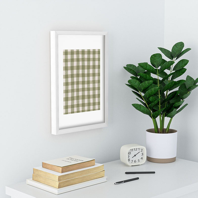 Menina Lisboa Rustic Green Plaid Recessed Framing Rectangle