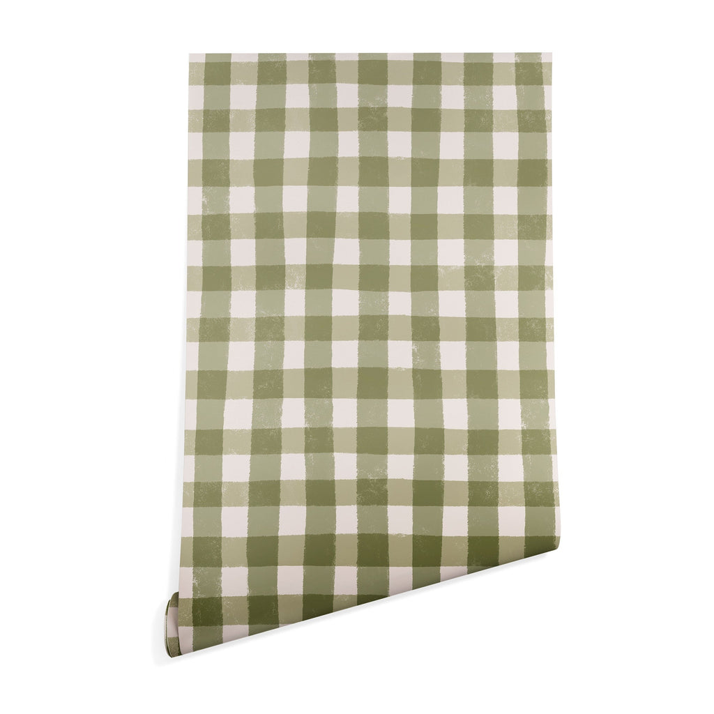 Menina Lisboa Rustic Green Plaid Wallpaper