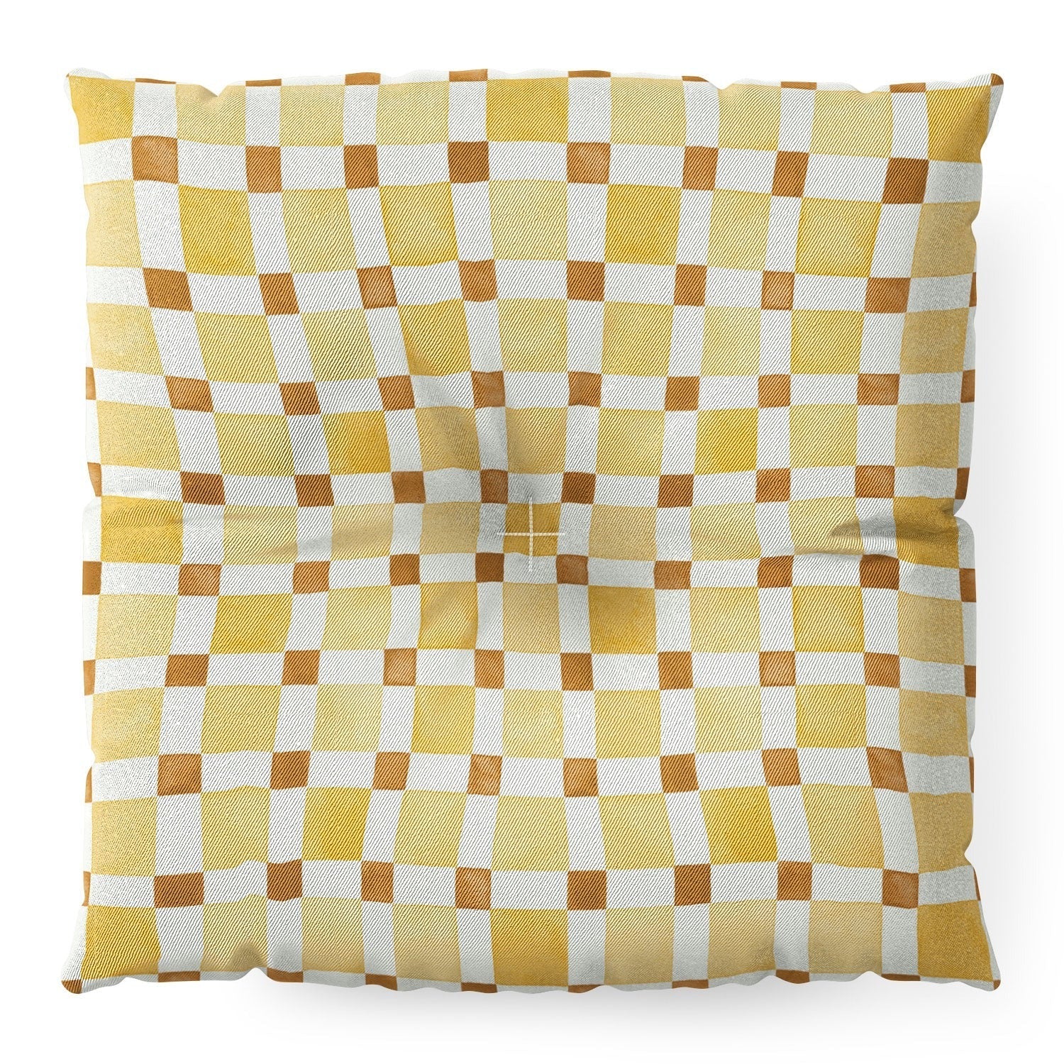Ninola Design Everyday Artifact Checker Mosaic Tiles Geometry Yellow Floor Pillow Square