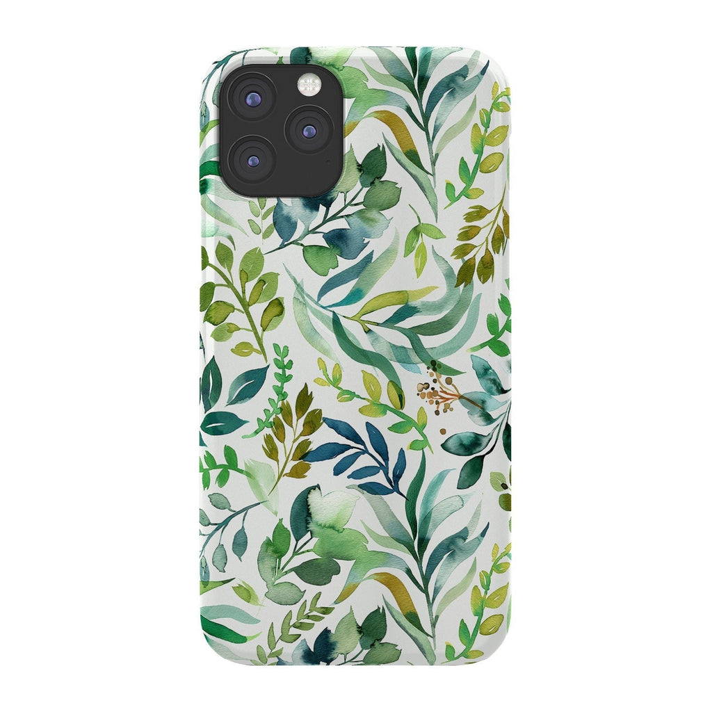 Ninola Design Botanic Retreat Loose Botanical Leaves Watercolor Green Phone Case