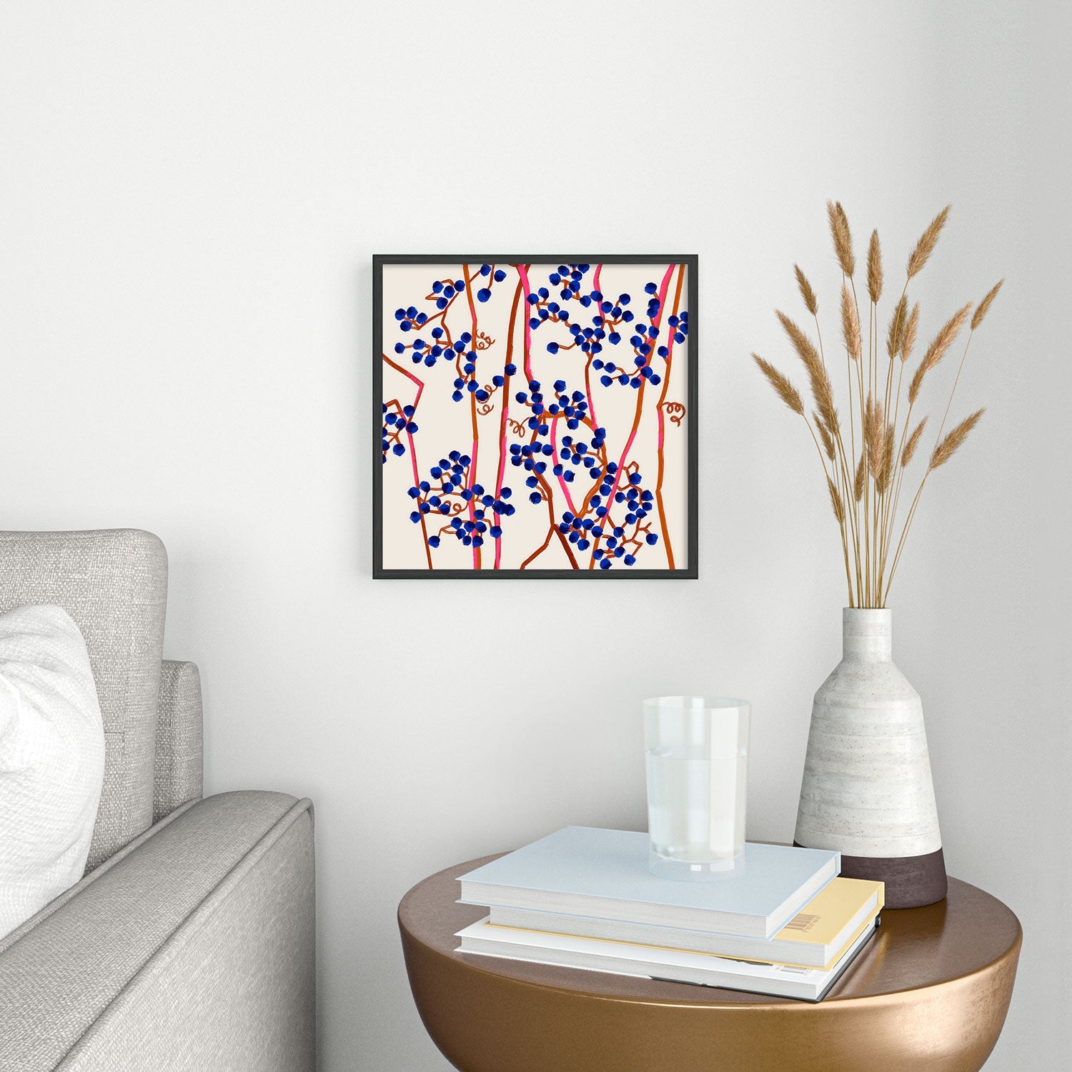 83 Oranges Berry Summer Square Metal Framed Art Print