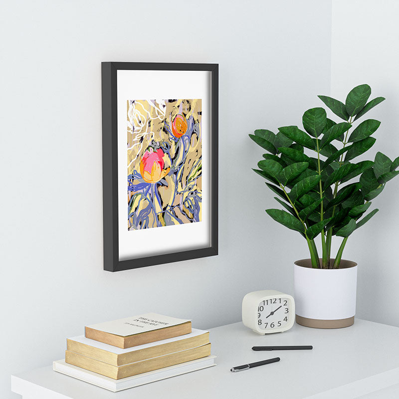 83 Oranges Blooms in The Butter Forest Recessed Framing Rectangle
