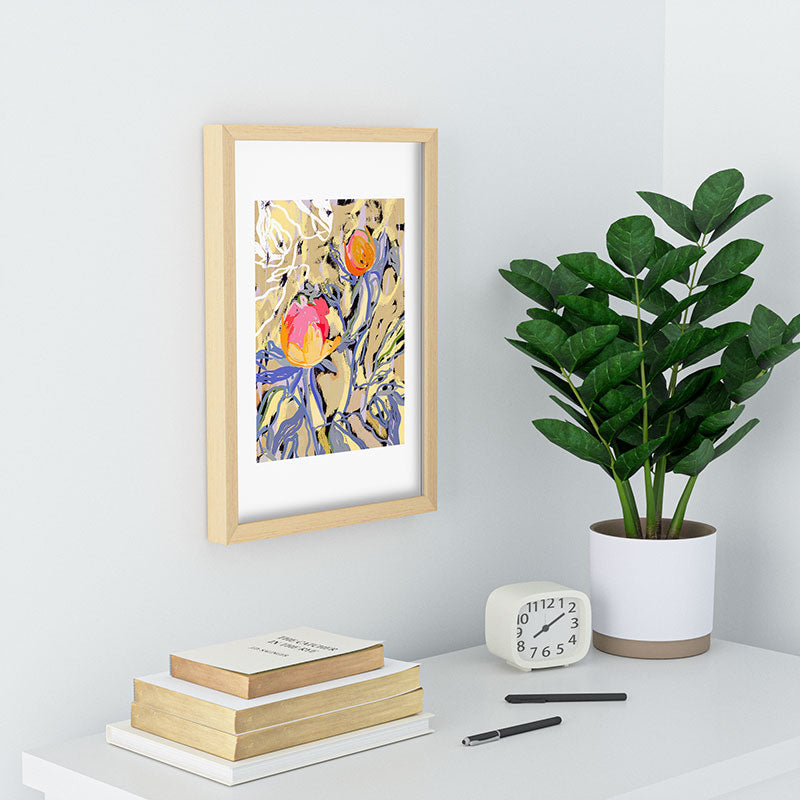 83 Oranges Blooms in The Butter Forest Recessed Framing Rectangle