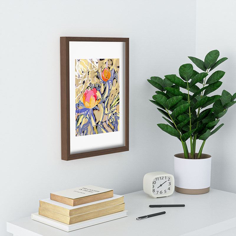 83 Oranges Blooms in The Butter Forest Recessed Framing Rectangle