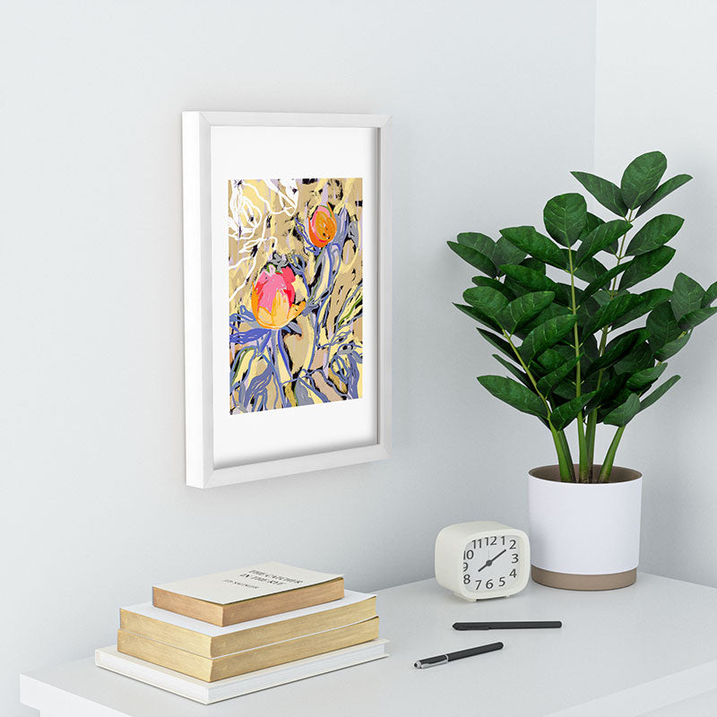 83 Oranges Blooms in The Butter Forest Recessed Framing Rectangle