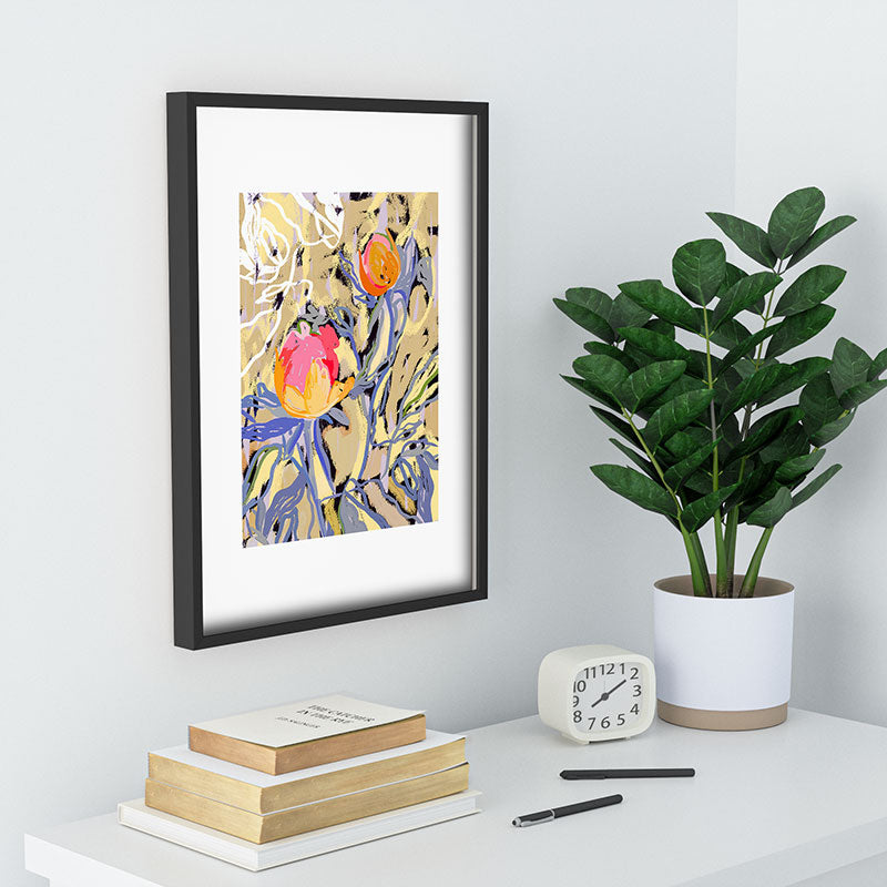 83 Oranges Blooms in The Butter Forest Recessed Framing Rectangle