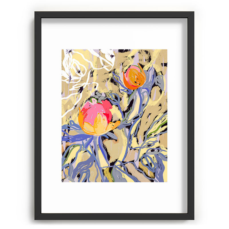 83 Oranges Blooms in The Butter Forest Recessed Framing Rectangle