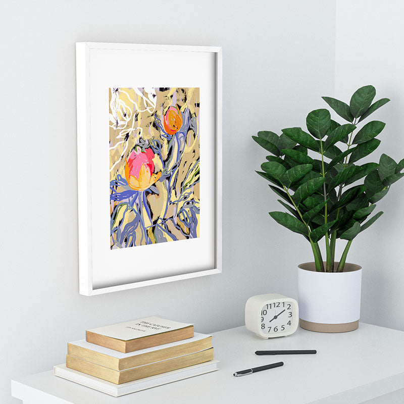83 Oranges Blooms in The Butter Forest Recessed Framing Rectangle