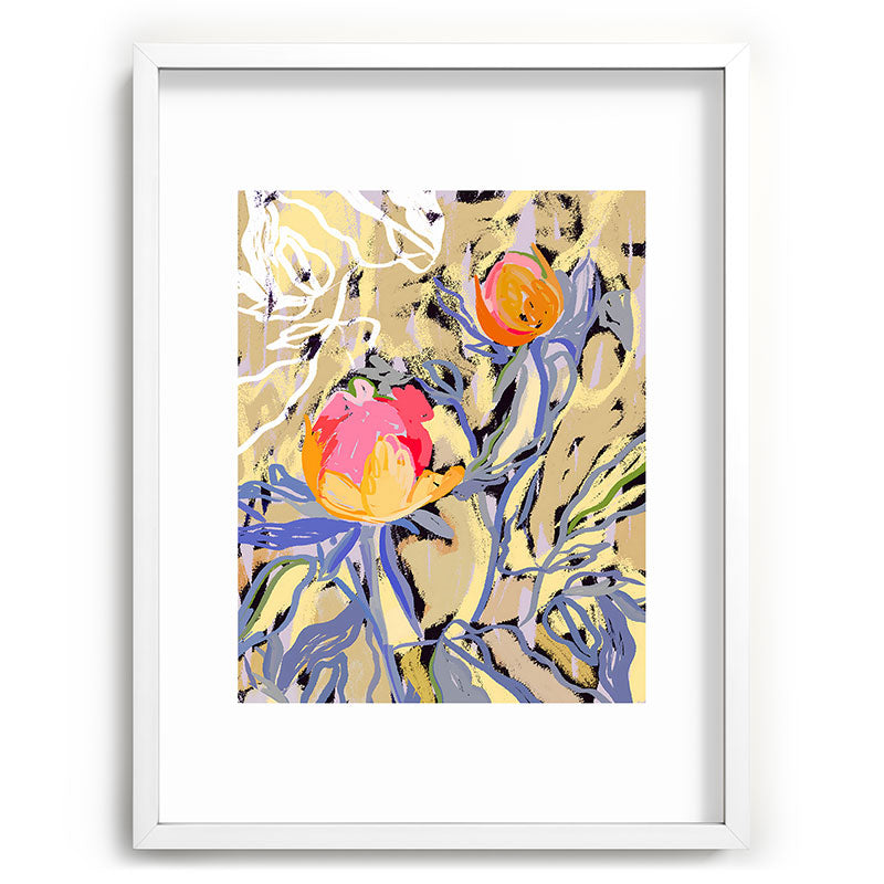 83 Oranges Blooms in The Butter Forest Recessed Framing Rectangle