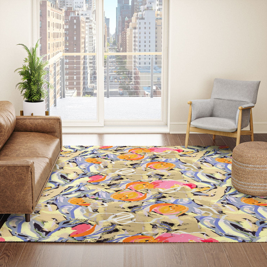 83 Oranges Blooms in The Butter Forest Area Rug