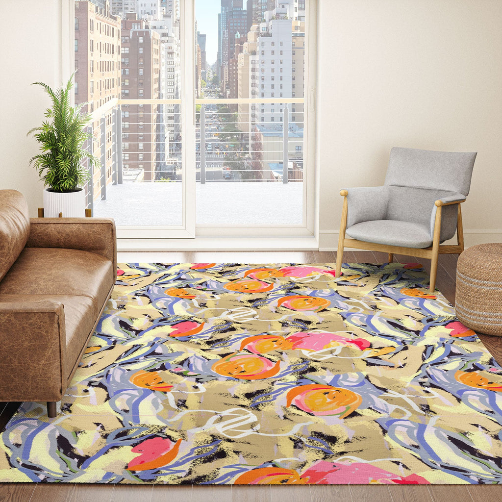 83 Oranges Blooms in The Butter Forest Area Rug
