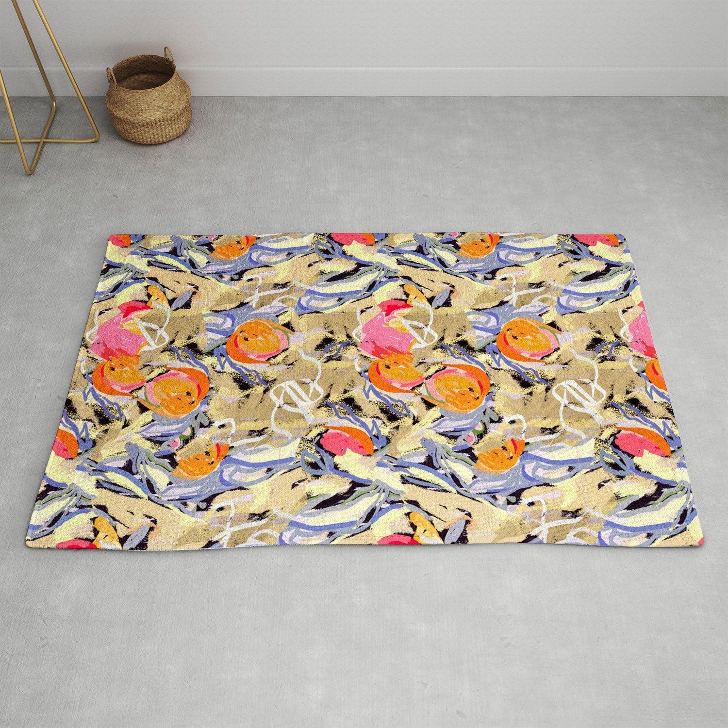 83 Oranges Blooms in The Butter Forest Area Rug
