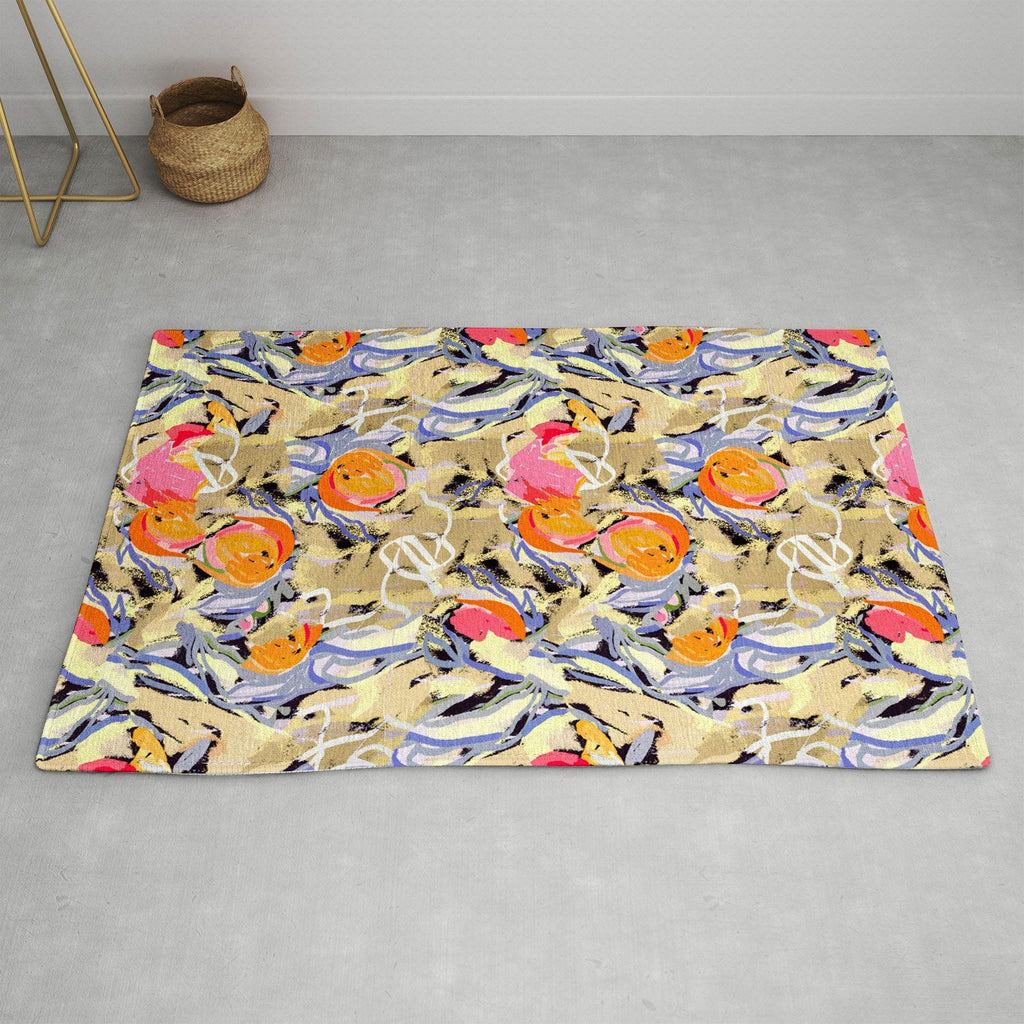 83 Oranges Blooms in The Butter Forest Area Rug