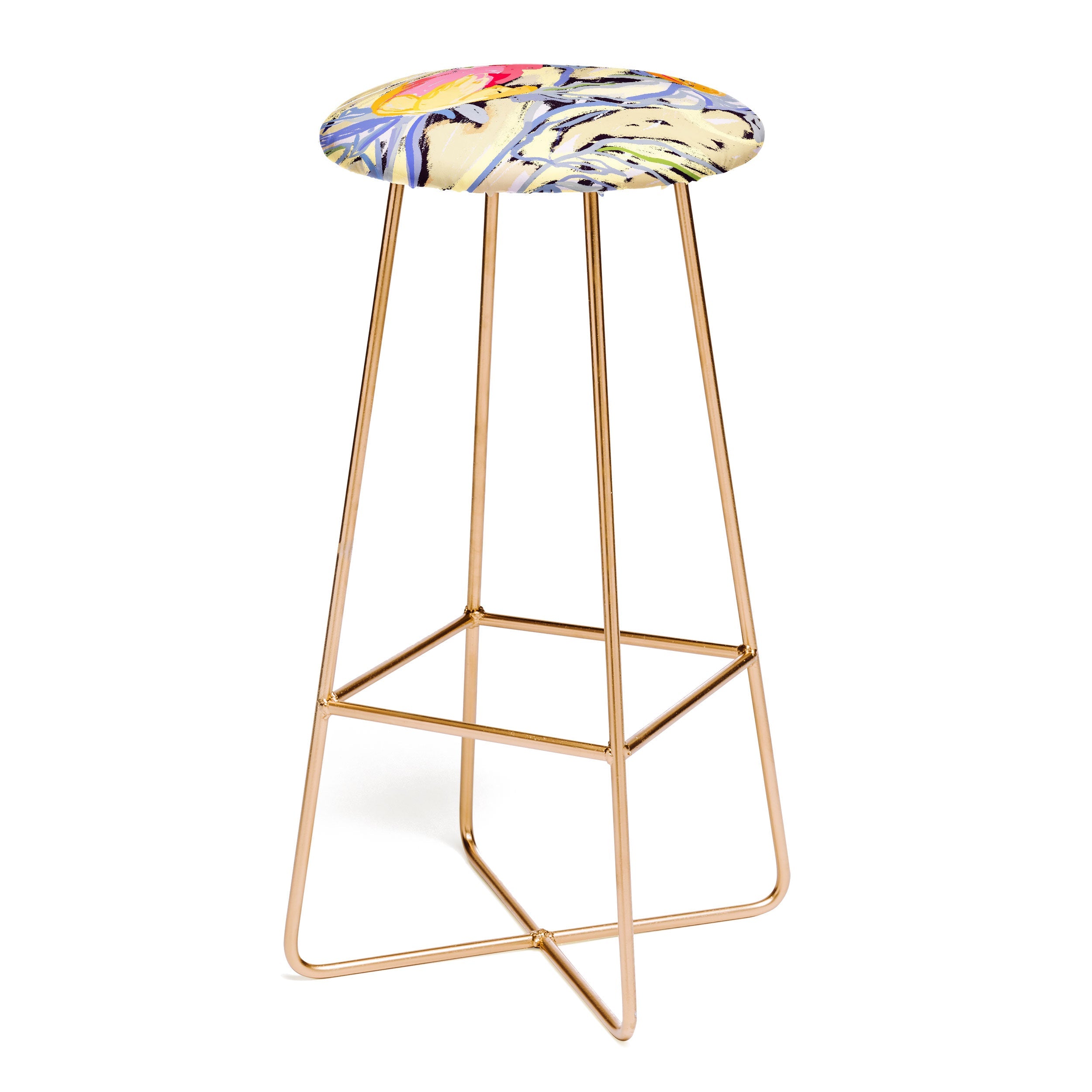 83 Oranges Blooms in The Butter Forest Bar Stool