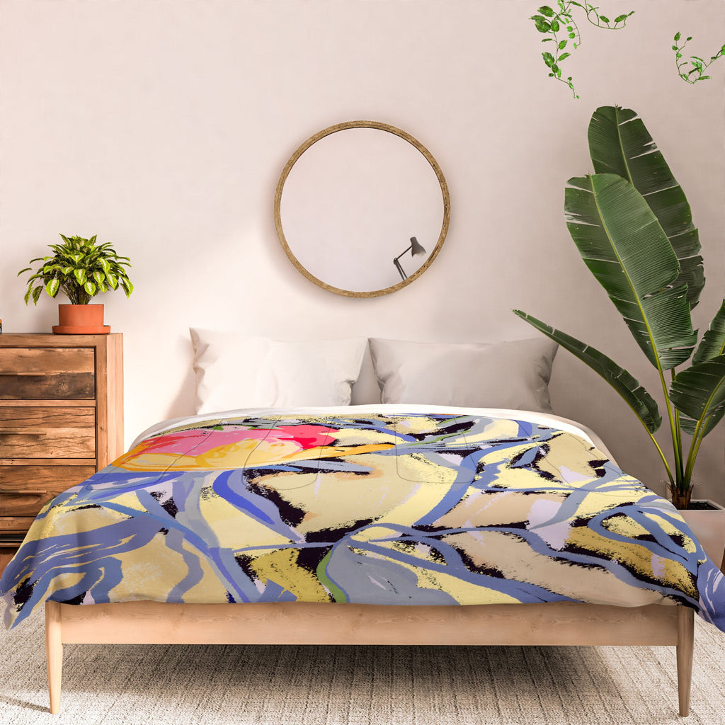 83 Oranges Blooms in The Butter Forest Comforter