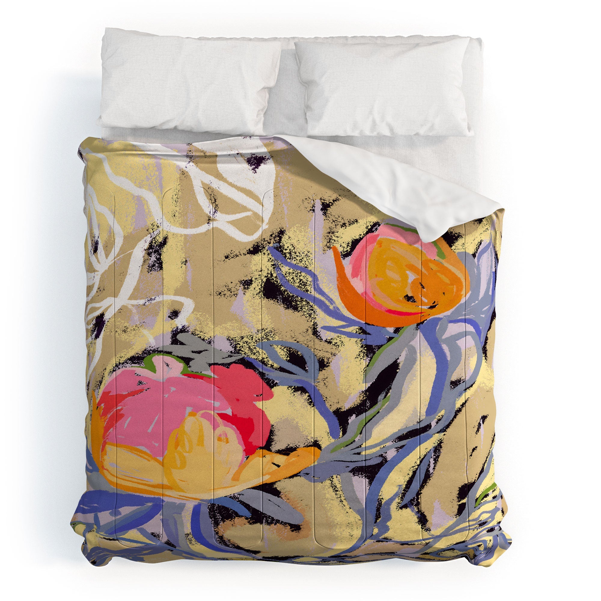 83 Oranges Blooms in The Butter Forest Comforter