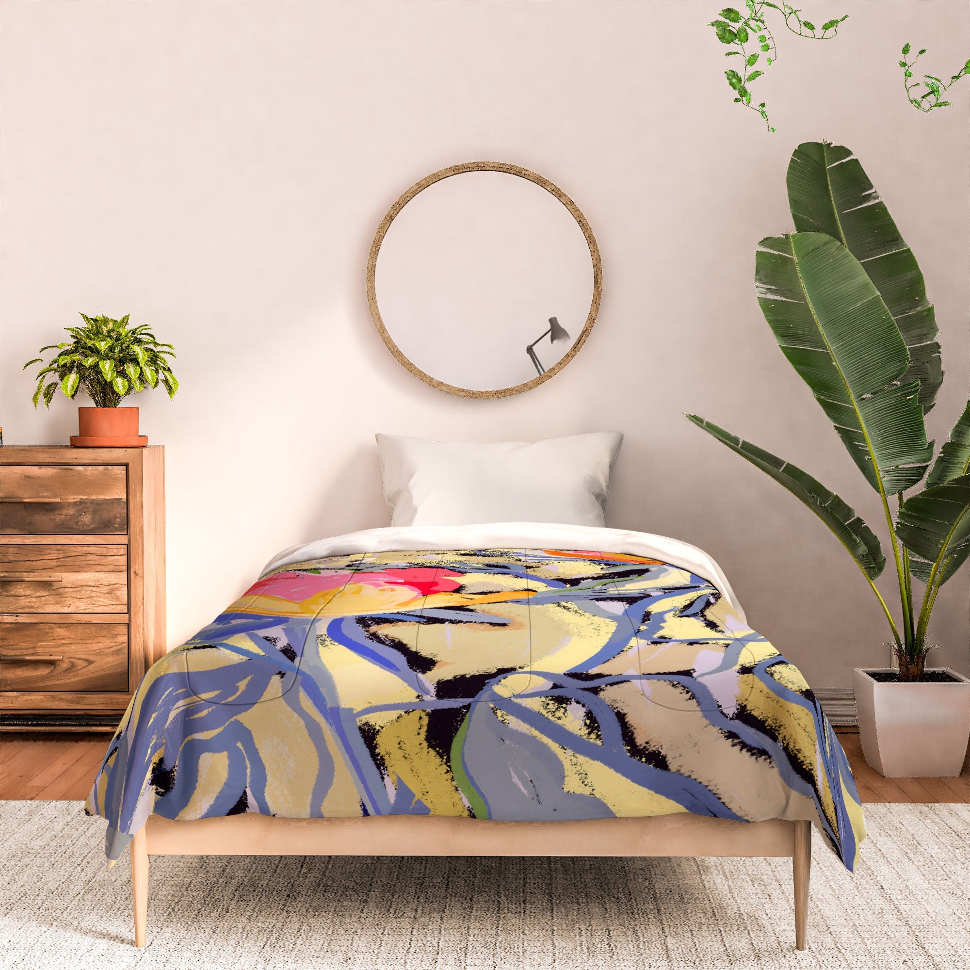 83 Oranges Blooms in The Butter Forest Comforter