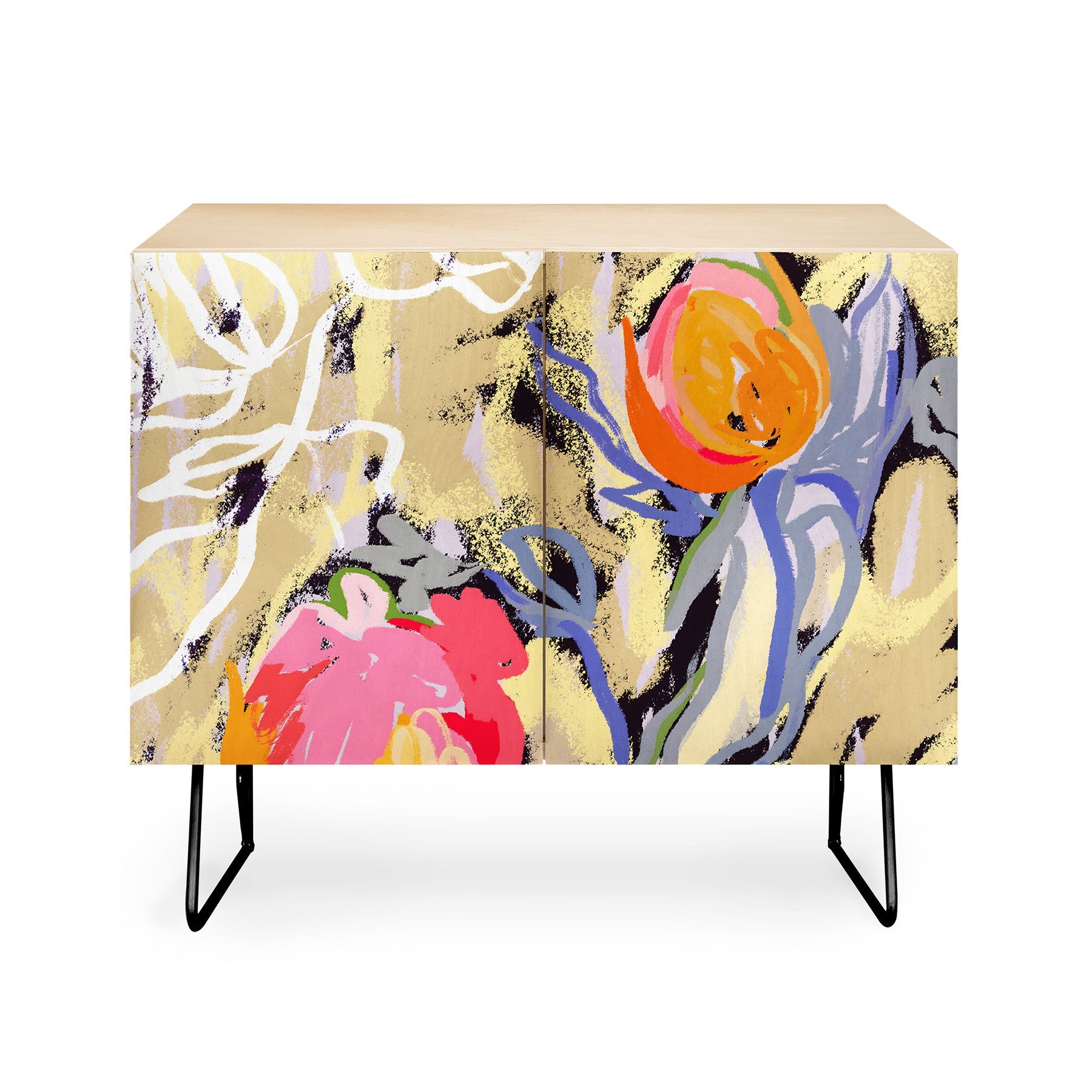 83 Oranges Blooms in The Butter Forest Credenza