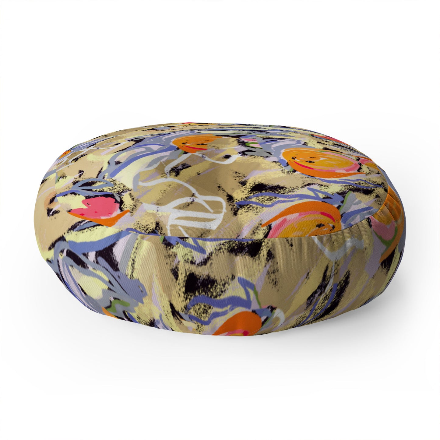 83 Oranges Blooms in The Butter Forest Floor Pillow Round