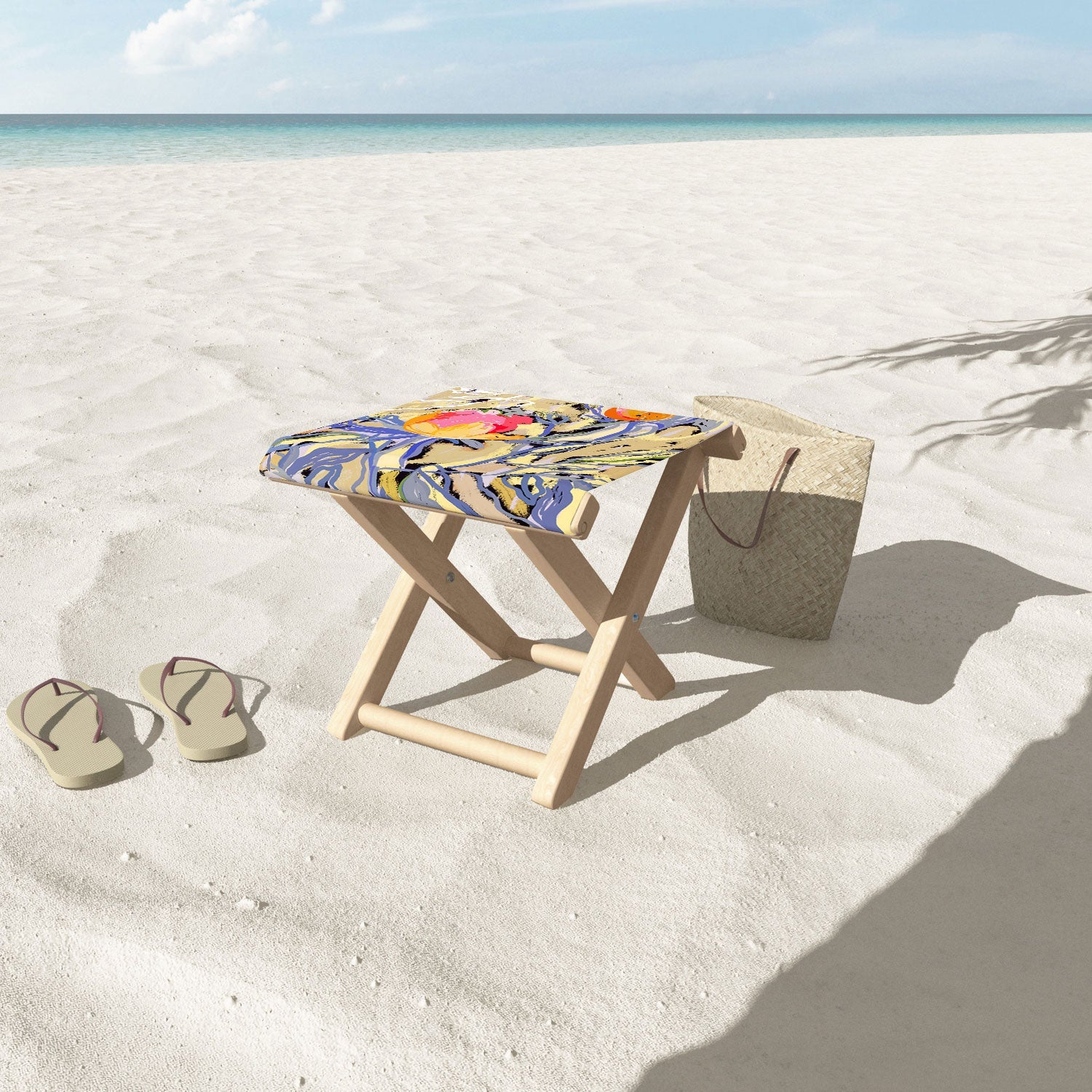83 Oranges Blooms in The Butter Forest Folding Stool