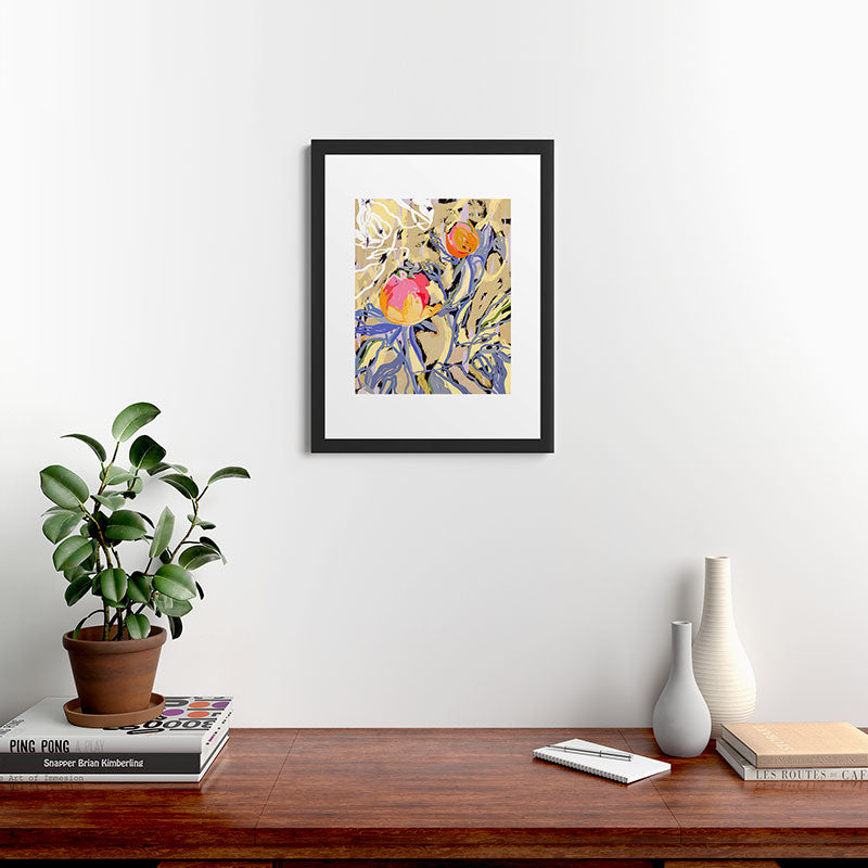 83 Oranges Blooms in The Butter Forest Framed Art Print