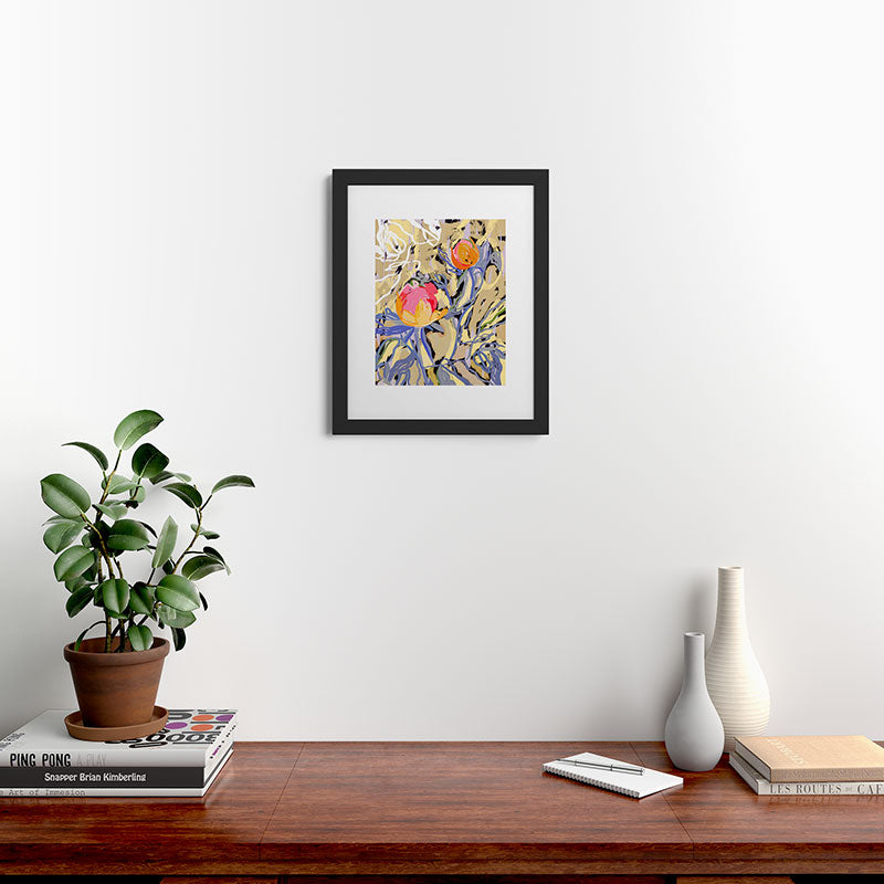 83 Oranges Blooms in The Butter Forest Framed Art Print