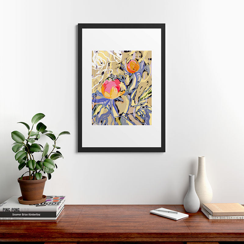 83 Oranges Blooms in The Butter Forest Framed Art Print