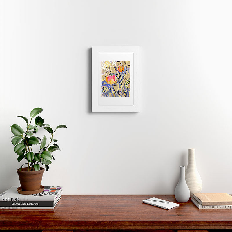 83 Oranges Blooms in The Butter Forest Framed Art Print