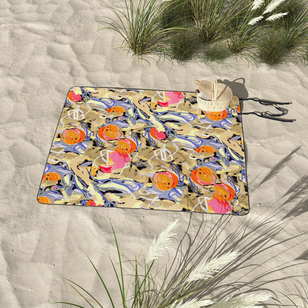 83 Oranges Blooms in The Butter Forest Picnic Blanket