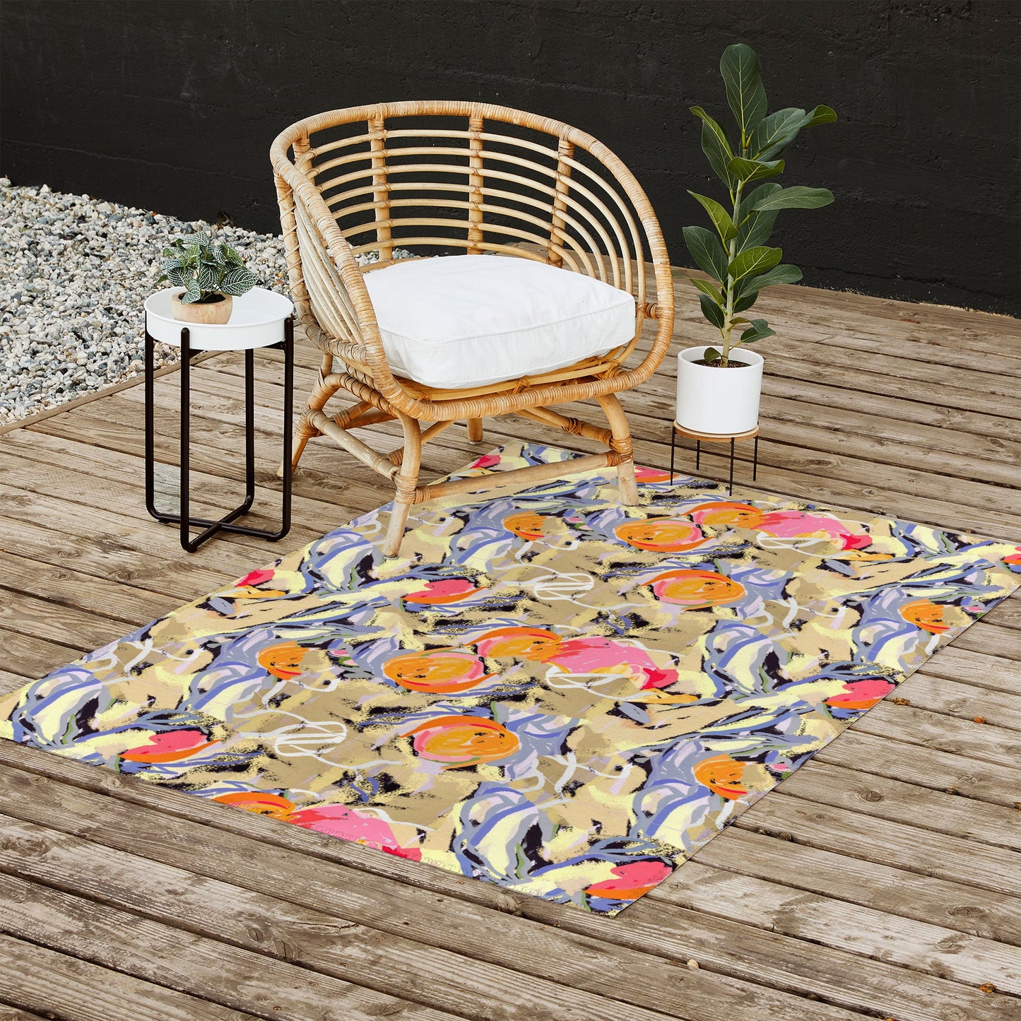 83 Oranges Blooms in The Butter Forest Outdoor Rug