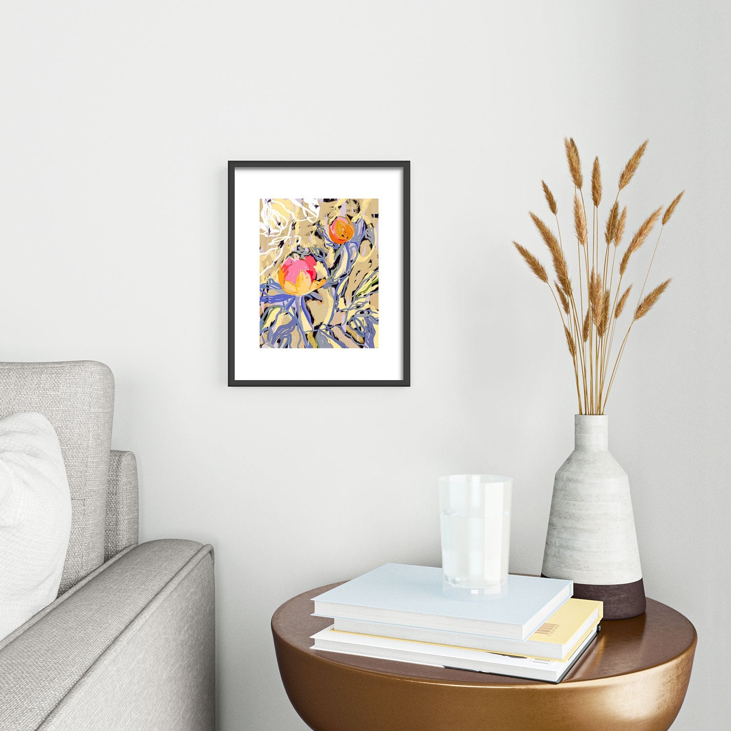 83 Oranges Blooms in The Butter Forest Metal Framed Art Print