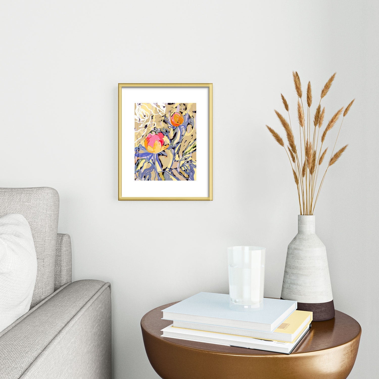 83 Oranges Blooms in The Butter Forest Metal Framed Art Print