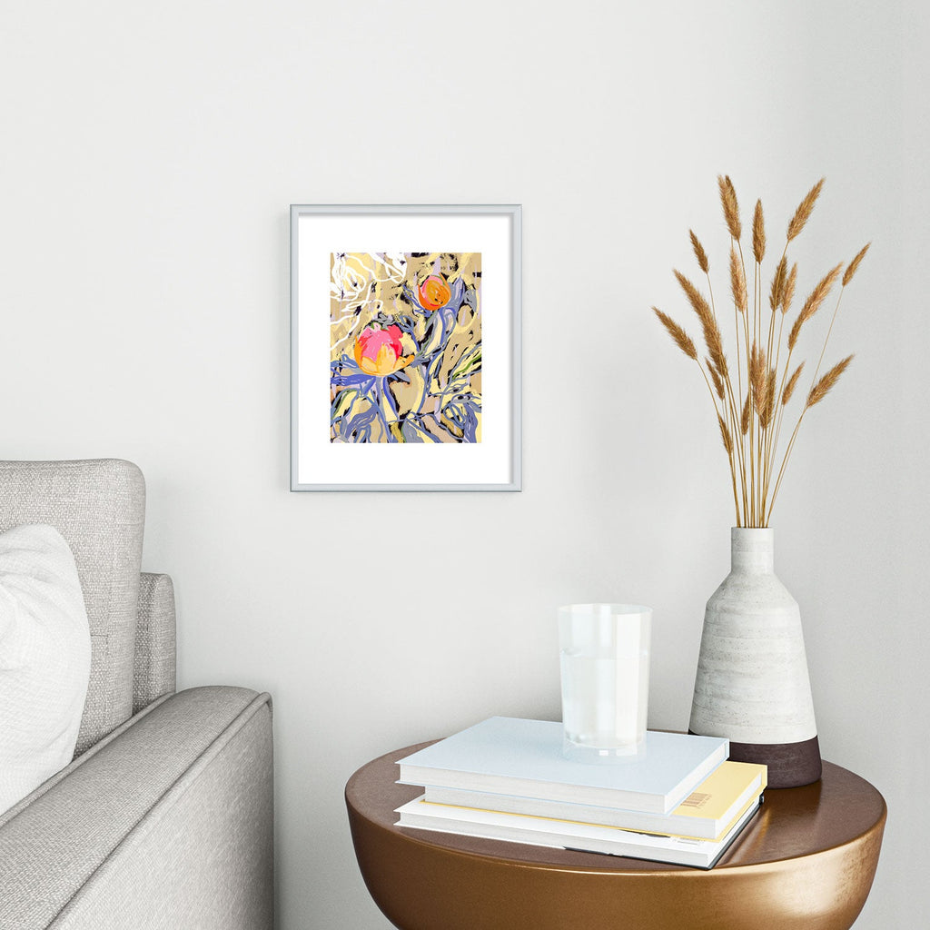 83 Oranges Blooms in The Butter Forest Metal Framed Art Print