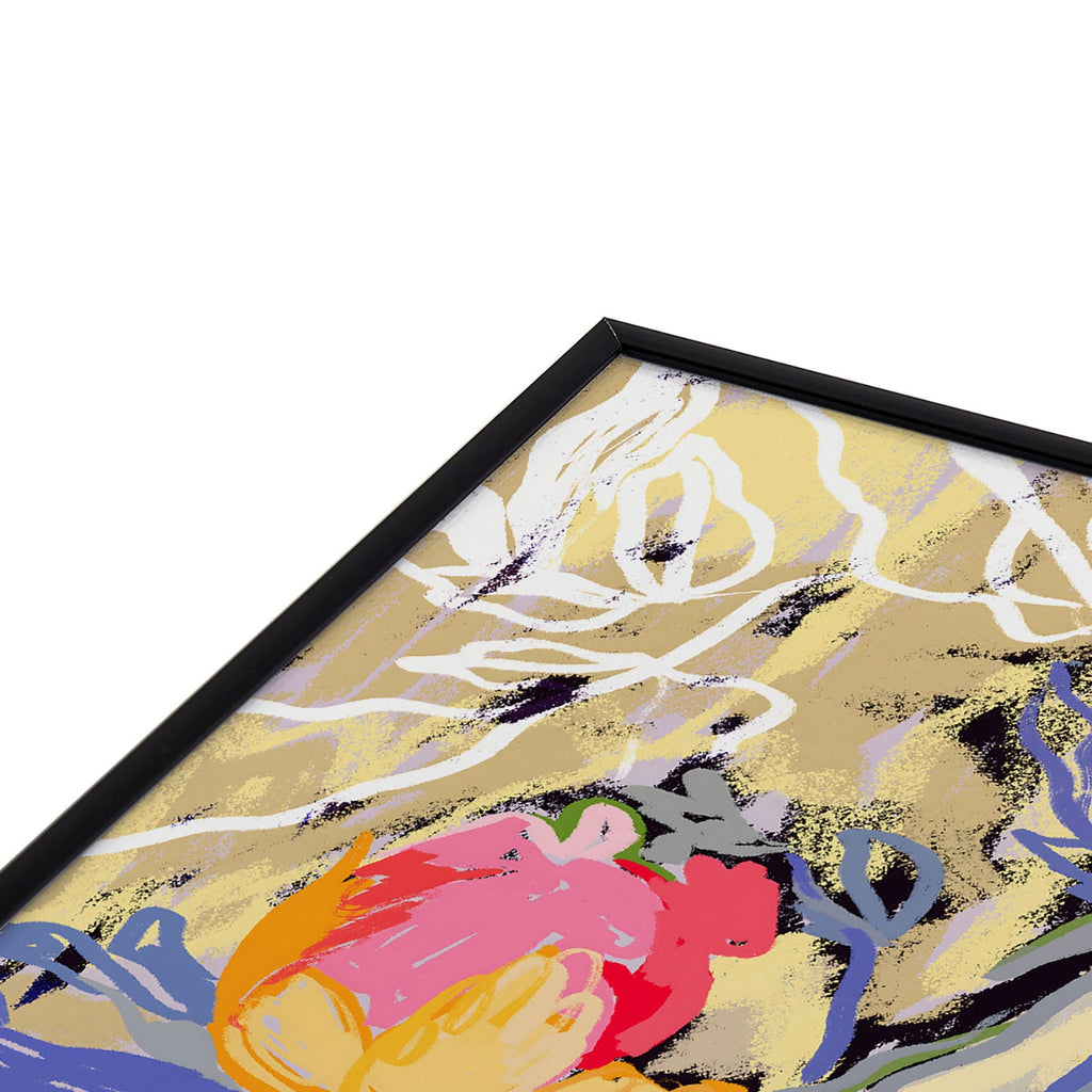 83 Oranges Blooms in The Butter Forest Square Metal Framed Art Print