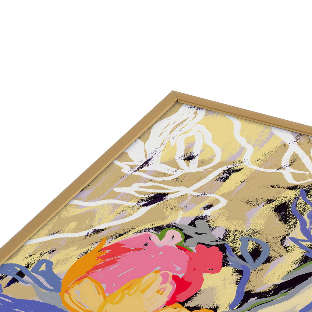 83 Oranges Blooms in The Butter Forest Square Metal Framed Art Print