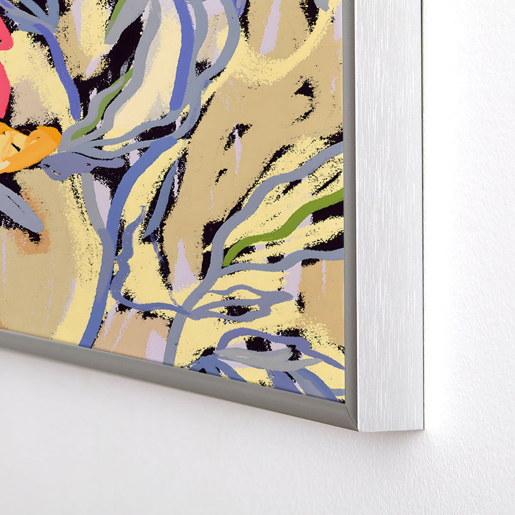 83 Oranges Blooms in The Butter Forest Square Metal Framed Art Print