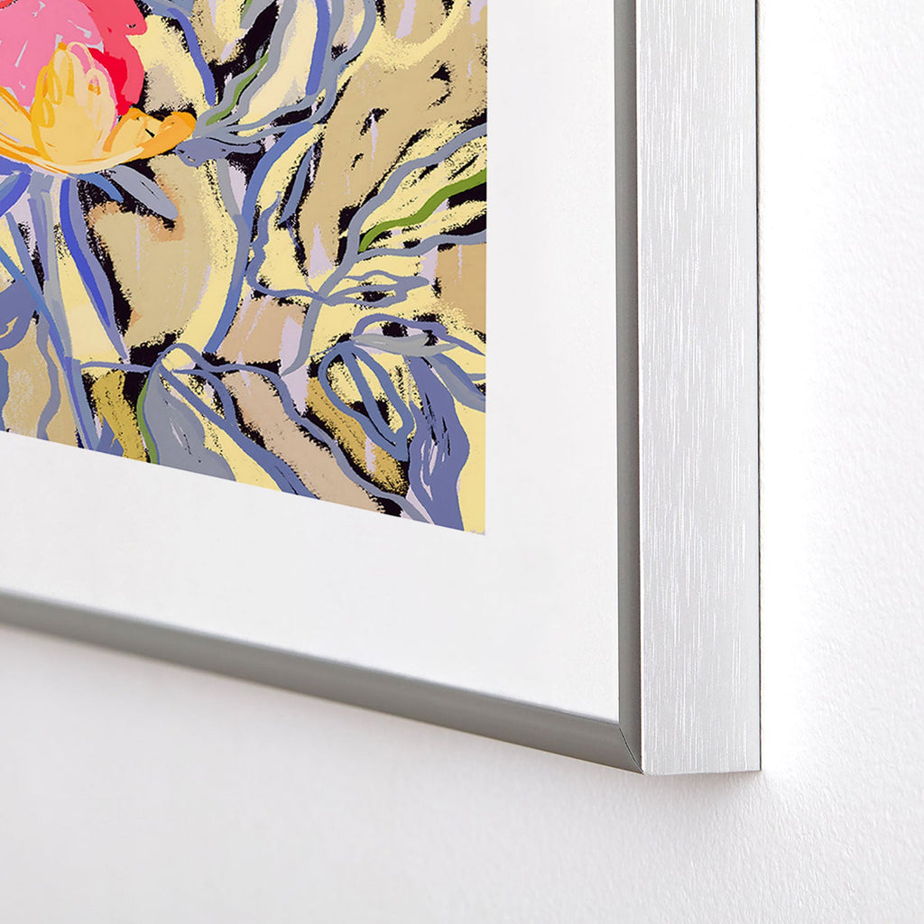 83 Oranges Blooms in The Butter Forest Metal Framed Art Print