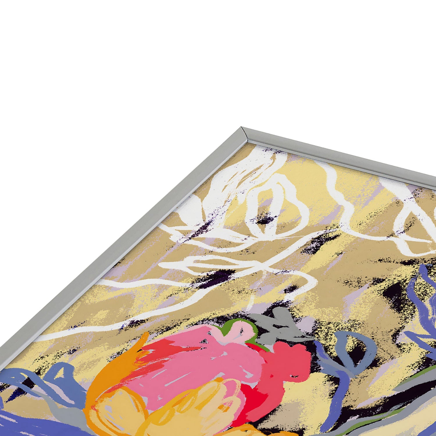 83 Oranges Blooms in The Butter Forest Square Metal Framed Art Print