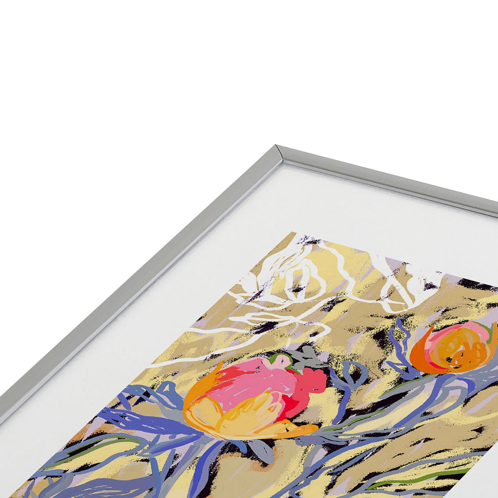 83 Oranges Blooms in The Butter Forest Metal Framed Art Print