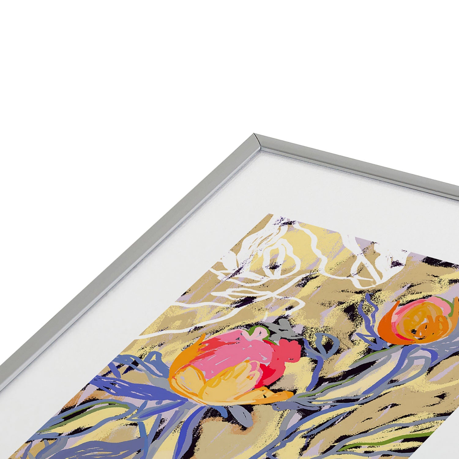 83 Oranges Blooms in The Butter Forest Metal Framed Art Print