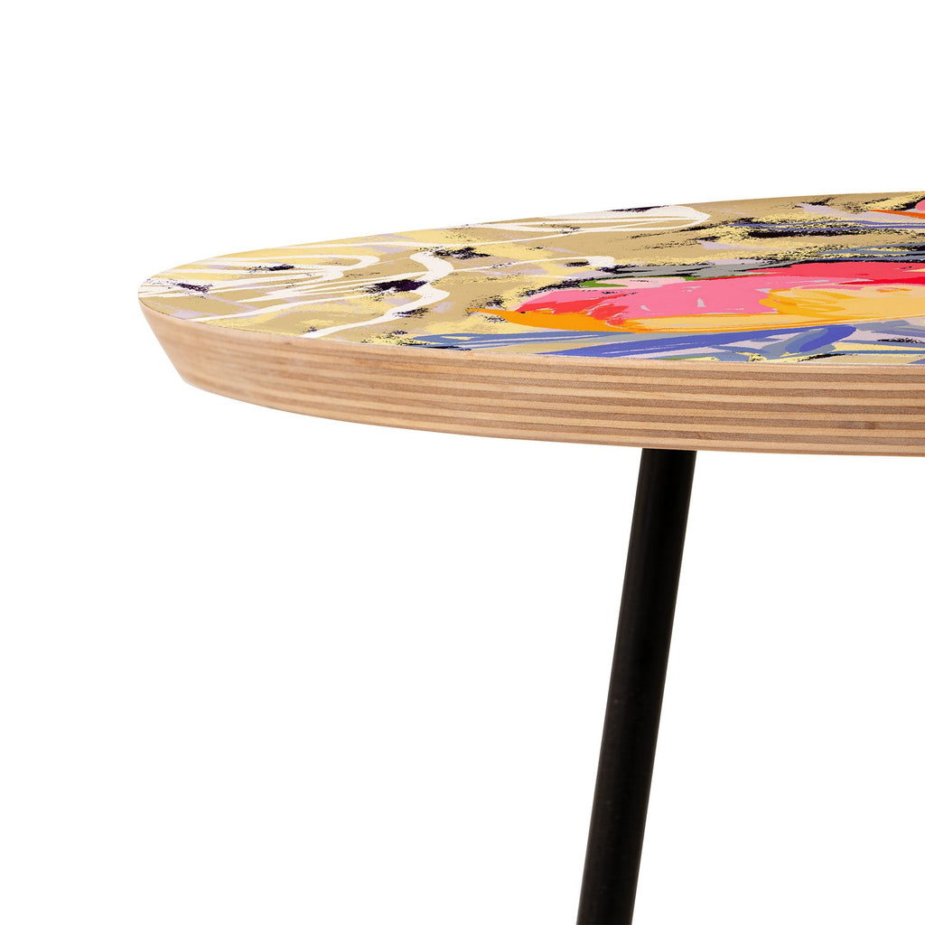 83 Oranges Blooms in The Butter Forest Round Side Table