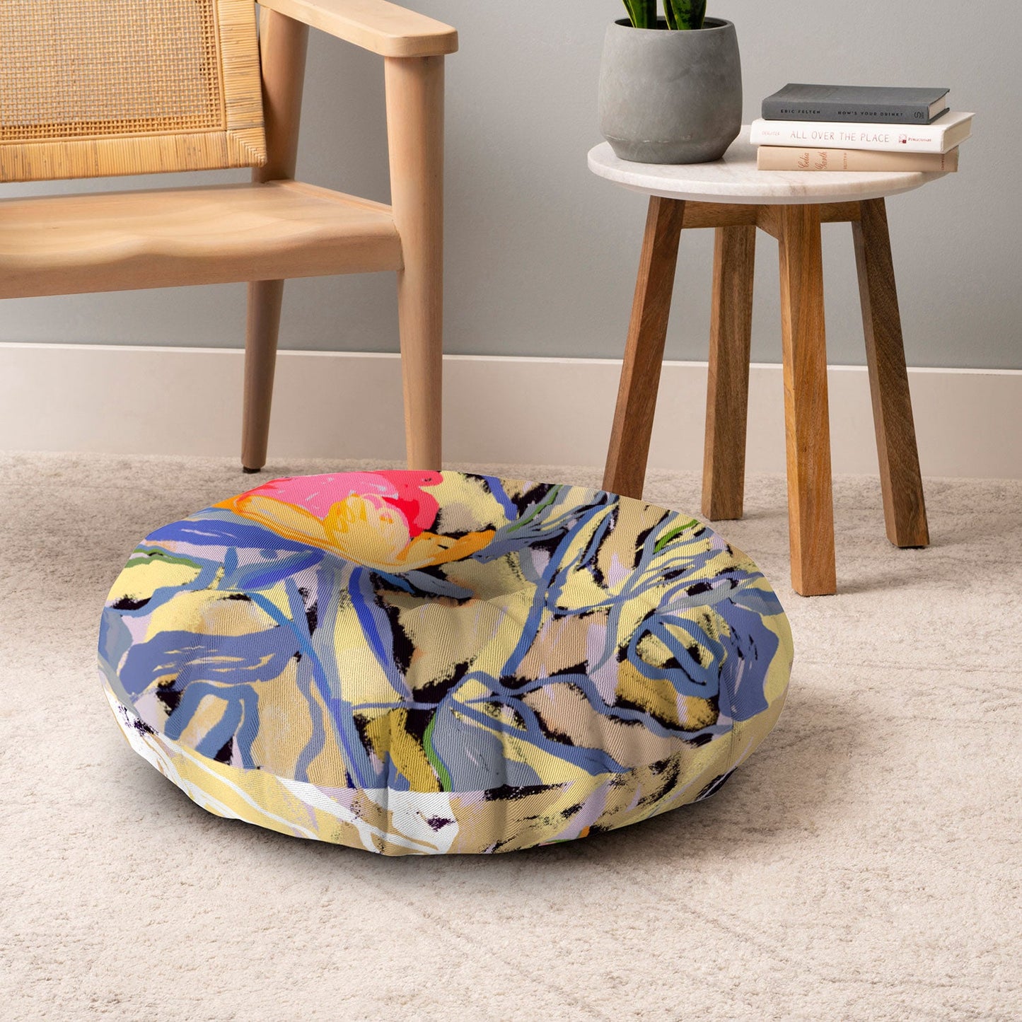 83 Oranges Blooms in The Butter Forest Floor Pillow Round