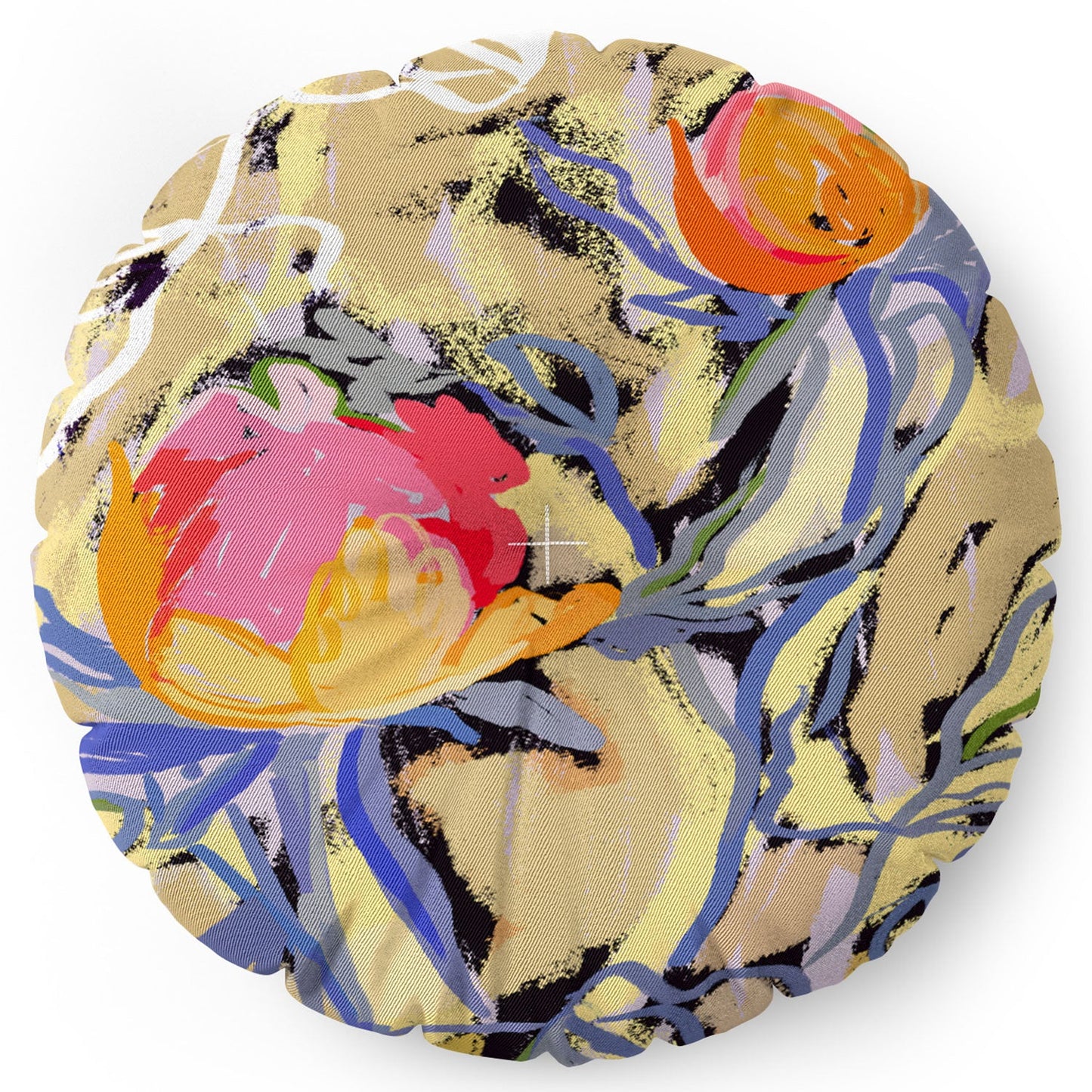 83 Oranges Blooms in The Butter Forest Floor Pillow Round