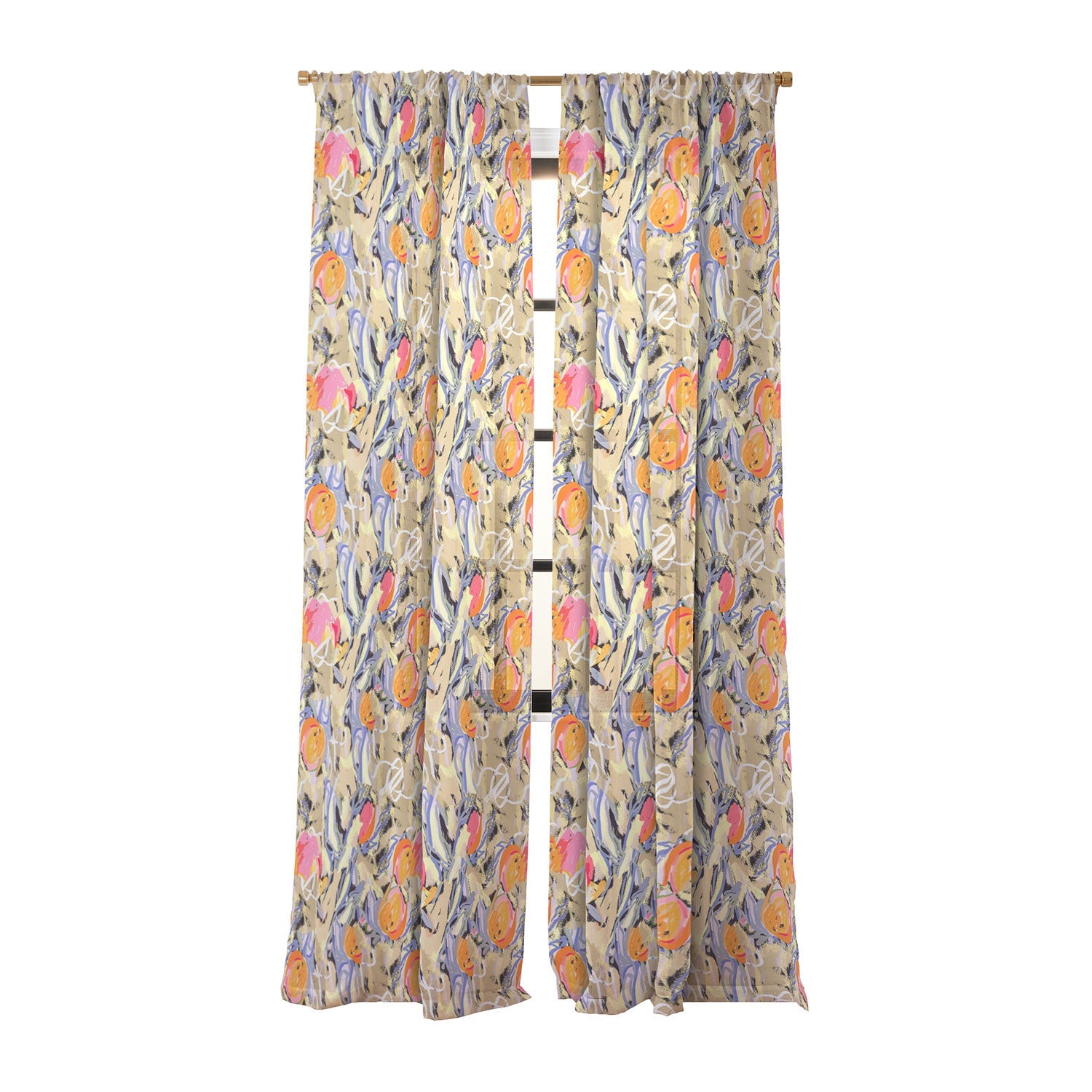 83 Oranges Blooms in The Butter Forest Sheer Window Curtain