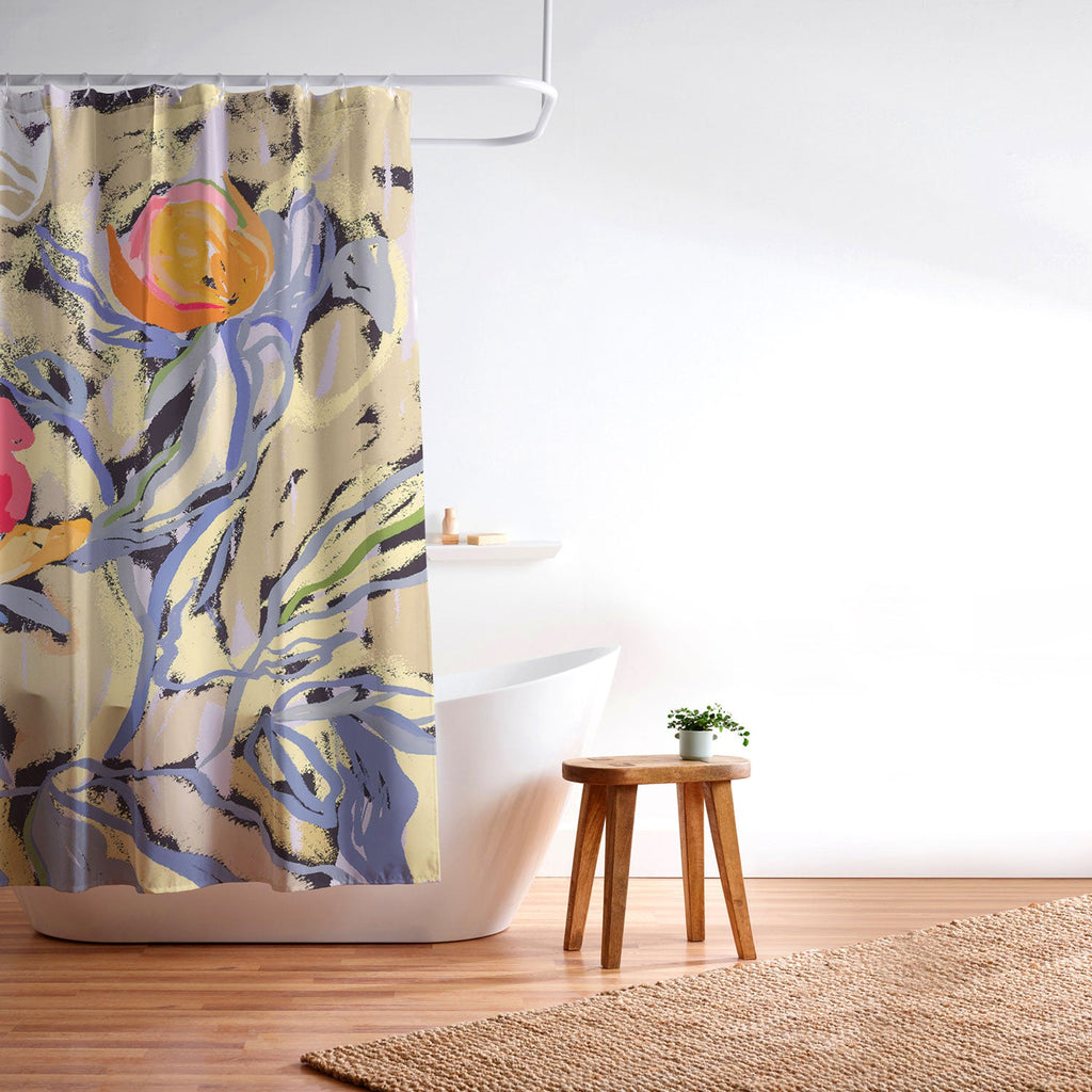 83 Oranges Blooms in The Butter Forest Shower Curtain